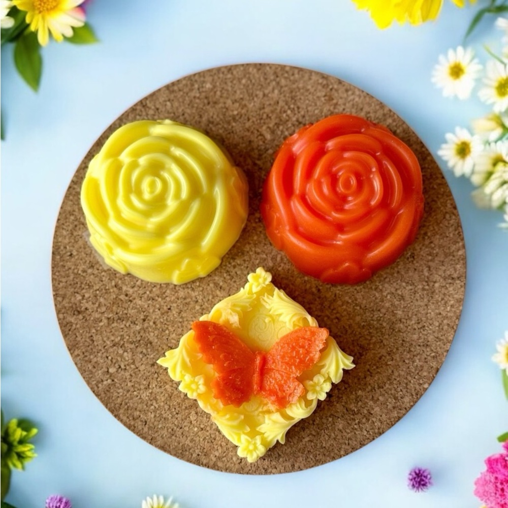 Sunny Rose Luxury Handcrafted Soap Set of 3 Yellow and Orange